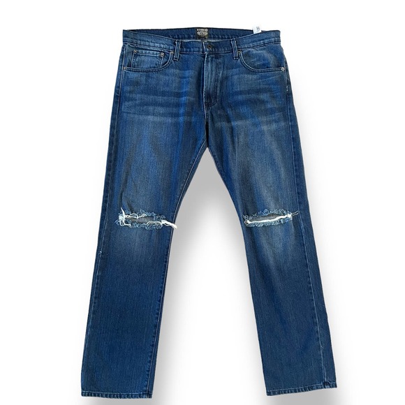 Kennedy Denim Men's Straight Leg Distressed Jeans Blue Size 36x32 - Picture 1 of 9